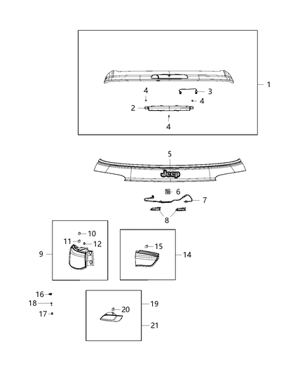 2020 Jeep Compass Lamp Tail Liftgate Diagram for 55112836AB