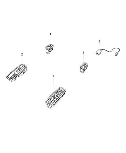 2020 Dodge Journey Window Switch, Front Diagram for 68307002AA