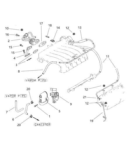 1997 Dodge Avenger EGR Valve Diagram for 5010162AB