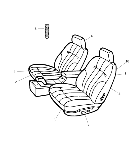 2004 Chrysler Concorde Seat Cushion Pad, Front Diagram for 5093533AA