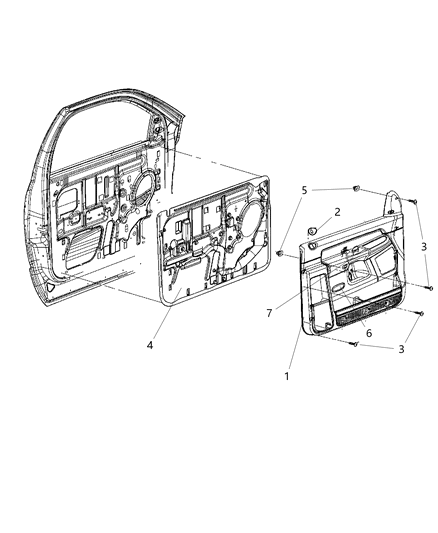 2008 Dodge Ram 2500 Handle Door Pull Diagram for 1DB93ZJ8AB
