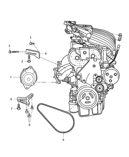 2001 Chrysler PT Cruiser Alternator Diagram 1 - Thumbnail