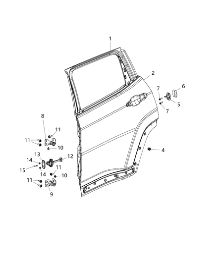 2020 Jeep Compass Upper Hinge, Rear Passenger Side Diagram for 68306524AA