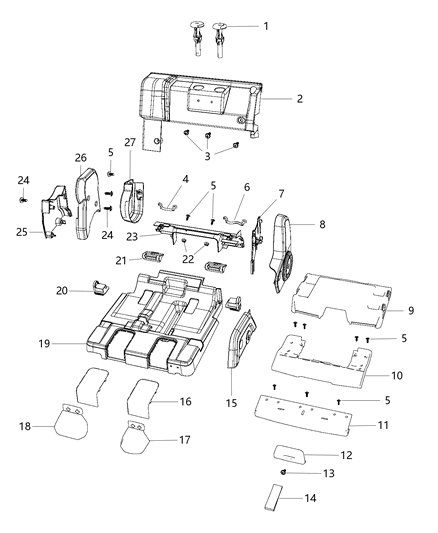 2019 Dodge Journey Second Row - Adjusters, Recliners, Shields And Risers Diagram 1 - Thumbnail