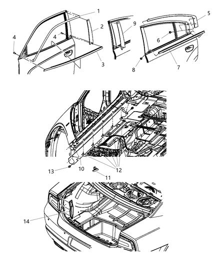 2011 Dodge Charger Applique, Rear Inner Passenger Side Diagram for 5182338AC