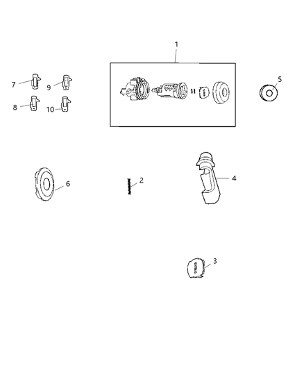 2020 Chrysler 300 Front Door Lock Cylinders & Related Parts Diagram