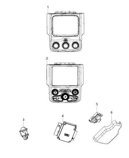 2017 Ram 1500 Center Stack Upper Diagram for 1UJ97DX9AJ