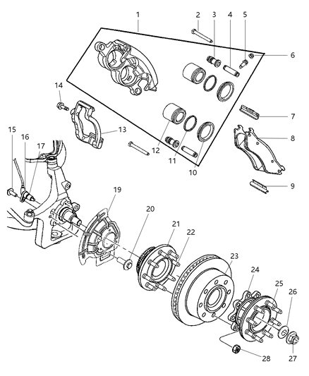 2002 Dodge Ram 3500 ABS Sensor Diagram for 56028216AD