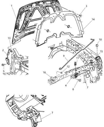 2009 Dodge Durango Hinge, Front Driver Side Diagram for 55364585AC