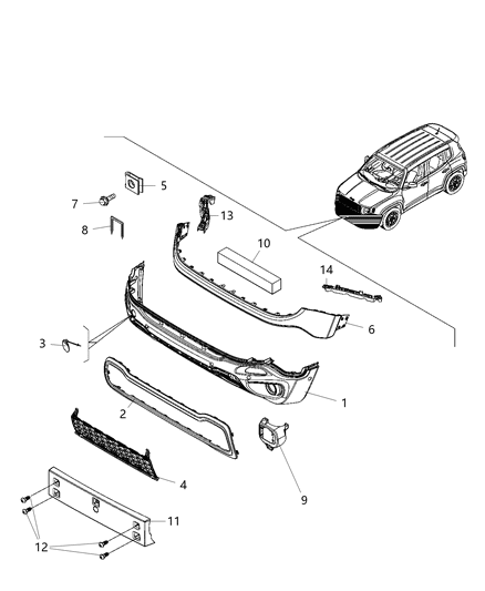 2020 Jeep Renegade Fascia Front Lower Diagram for 6ZT24LXHAA