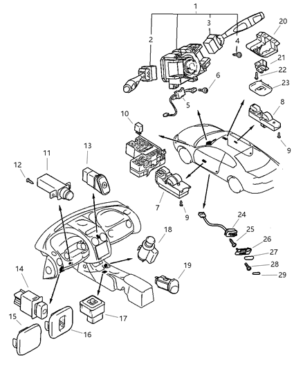 2002 Dodge Stratus Mirror Switch Diagram for MB603049