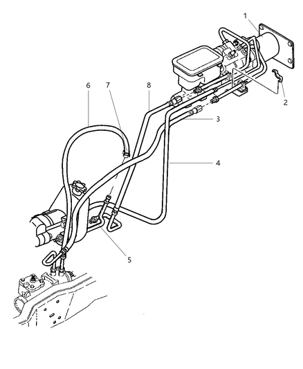 2002 Dodge Ram 3500 Hose Power Steering Return Hydroboost Diagram for 52106996AD