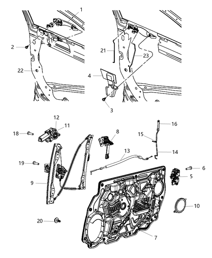 2009 Dodge Avenger Window Regulator, Front Passenger Side Diagram for 68023491AA