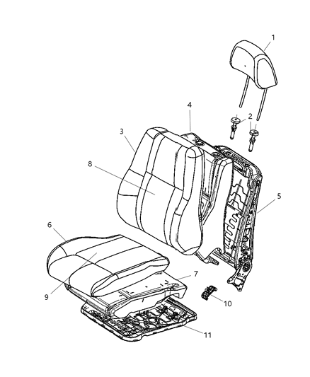 2008 Jeep Commander Front Seat - Bucket Diagram 2 - Thumbnail