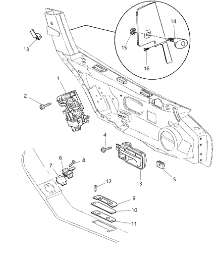 1997 Dodge Viper Handle, Outside, Front Diagram for PS20TX9