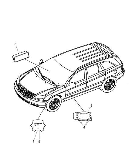 2008 Chrysler Pacifica Driver Inflator Module, Driver Side Diagram for 1AL64XDVAD