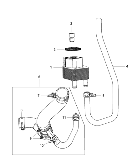 2018 Dodge Durango Engine Oil , Filter , Adapter / Oil Cooler & Hoses / Tubes Diagram 1 - Thumbnail