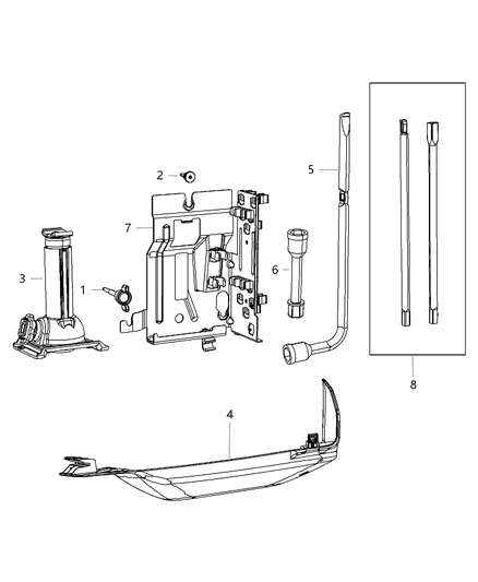 2015 Ram 3500 Cover Jack Storage Diagram for 1JA35DX9AB