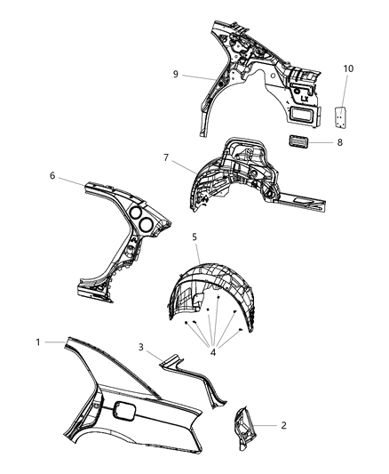 2013 Chrysler 300 Shield Splash Rear Diagram for 68084291AE