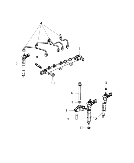 2009 Dodge Grand Caravan Fuel Rail & Injectors Diagram 1 - Thumbnail