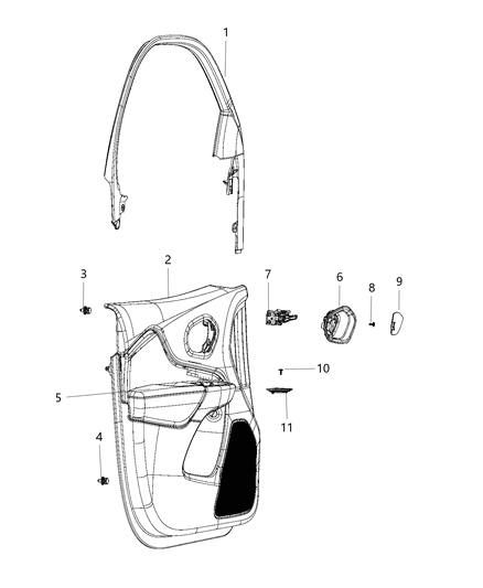 2017 Jeep Cherokee Front Door Trim Panel Diagram