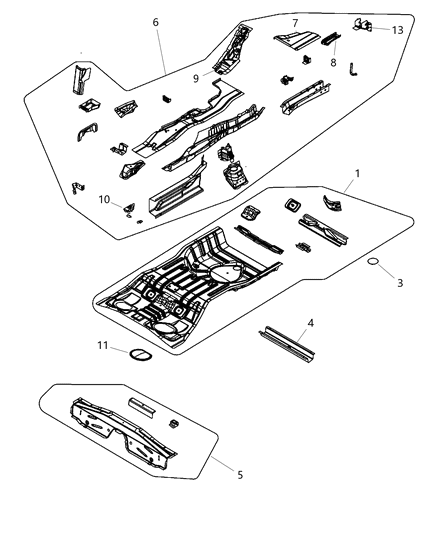 2008 Chrysler Sebring Side Member Floor Diagram for 5076204AE