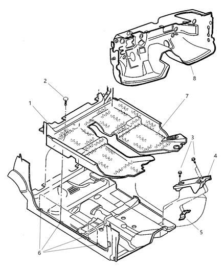 2000 Chrysler Sebring Mat Kit Floor - Front Diagram for 82205345