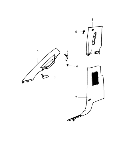 2020 Ram 2500 Interior Moldings And Pillars Diagram 1 - Thumbnail