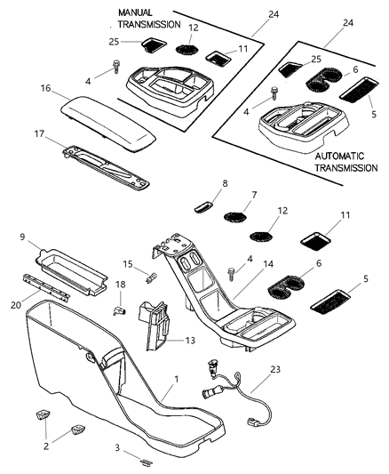 2003 Dodge Dakota Plate Floor Console Diagram for UE151L5AD