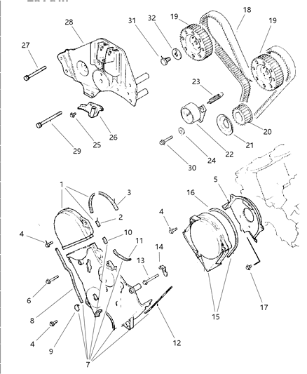 2000 Dodge Caravan Timing Belt / Chain & Cover Diagram 2 - Thumbnail