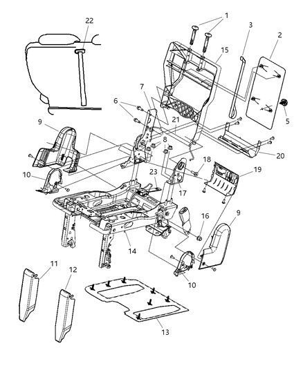 2006 Chrysler Town & Country Clip X - Master Tree Has Hook Tape Diagram for 5139369AA