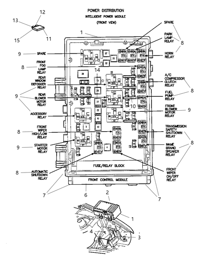 2001 Chrysler Voyager Power Distribution Center Diagram for 4869100AG