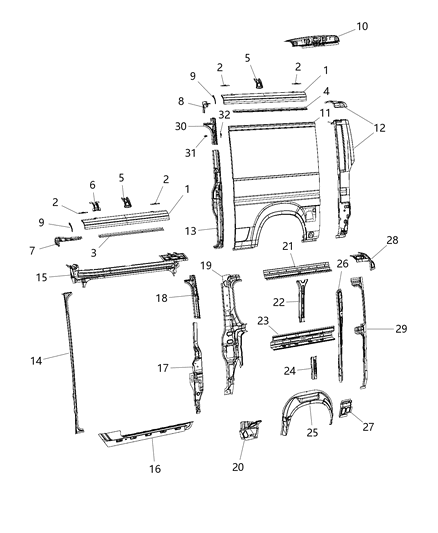 2021 Ram ProMaster 2500 Complete Aperture Panel Diagram 2 - Thumbnail