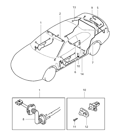 2000 Dodge Avenger Wiring, Front Door, H Series, Left Diagram for MR213567