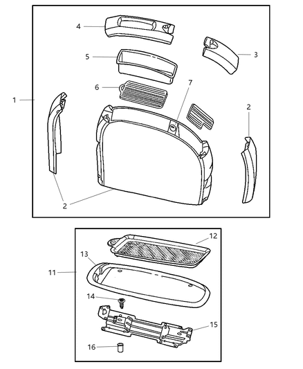 2003 Dodge Grand Caravan Console Center Diagram for 82207392