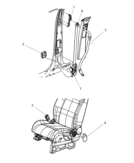 2011 Jeep Liberty Lap & Shoulder Belt, Dark Gray, Front Outer Driver Side Diagram for 1MY73XDVAB