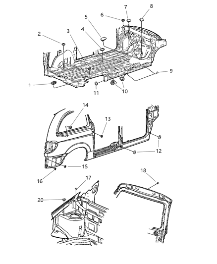 2005 Dodge Grand Caravan Plug Floor Pan Diagram for 4860417AA