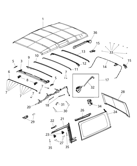 2020 Jeep Wrangler Convertible Top Diagram 1 - Thumbnail