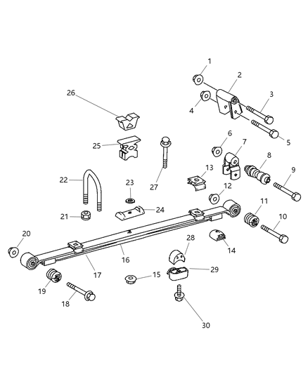 2008 Dodge Sprinter 3500 Leaf Spring Bushing, Rear Diagram for 68013792AA