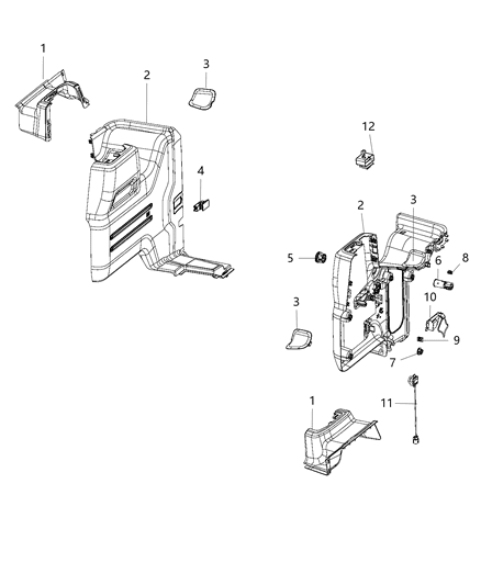2018 Jeep Wrangler All-new Model Quarter Trim Panel Diagram