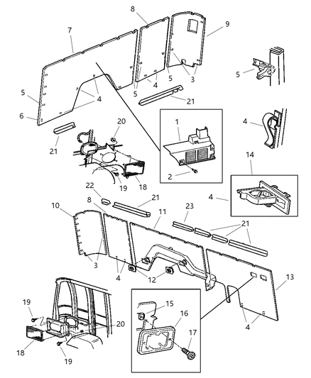 1999 Dodge Ram Wagon Panels - Trim Lower Diagram