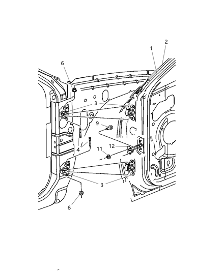 2008 Chrysler Pacifica Front Door, Shell & Hinges Diagram