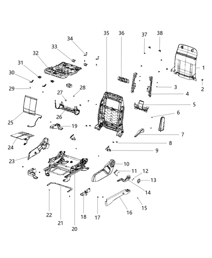 2015 Jeep Compass Frame Front Seat Back Diagram for 4610145AC