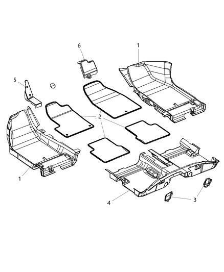2016 Dodge Dart Carpet - Passenger Compartment Diagram