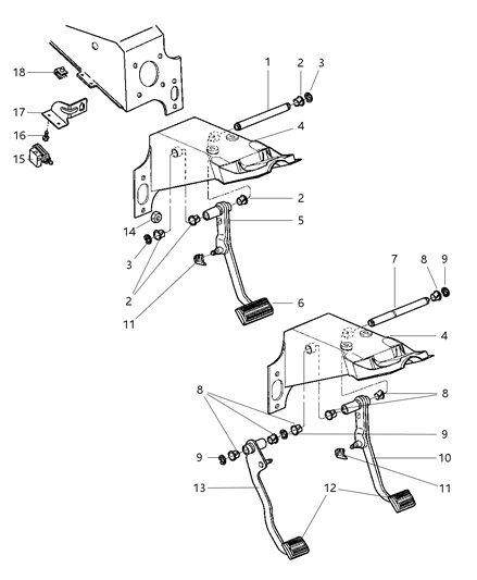 2002 Dodge Dakota Bracket Brake Lamp Switch Diagram for 56020144AG