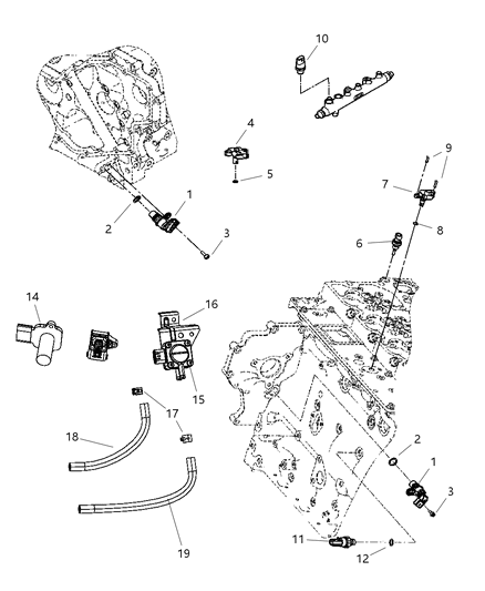 2007 Dodge Ram 2500 Sensor Map Diagram for 68005161AA
