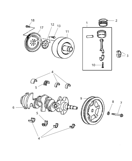 2006 Chrysler Pacifica Piston Pin And Rod Diagram for 5019338AB