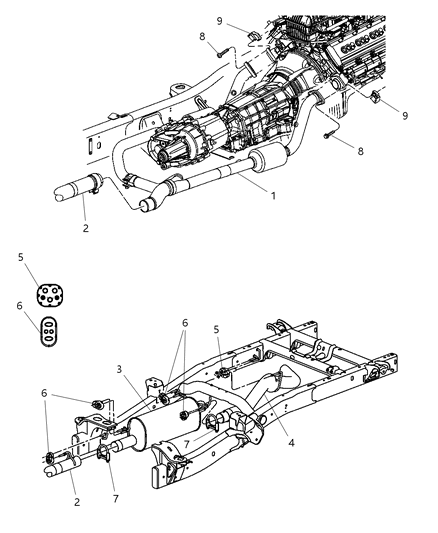 2008 Dodge Ram 3500 Cab Chassis Exhaust System Diagram 1 - Thumbnail