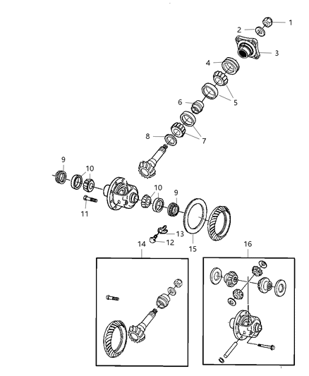 2012 Ram 3500 Pickup Differential Assembly of Rear Axle; Differential And Drive Line Diagram 1 - Thumbnail