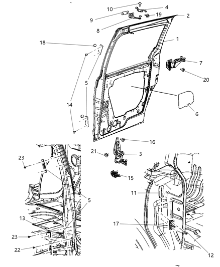 2008 Dodge Grand Caravan Hinge Sliding Door Diagram for 5020672AB